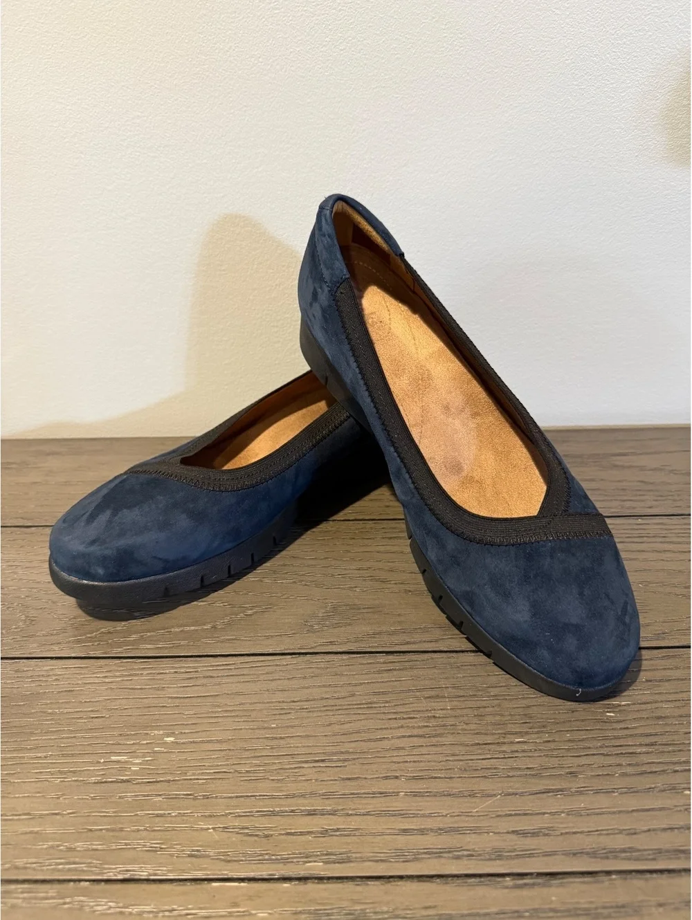 Clarks Navy Blue Suede Wedges Size 8